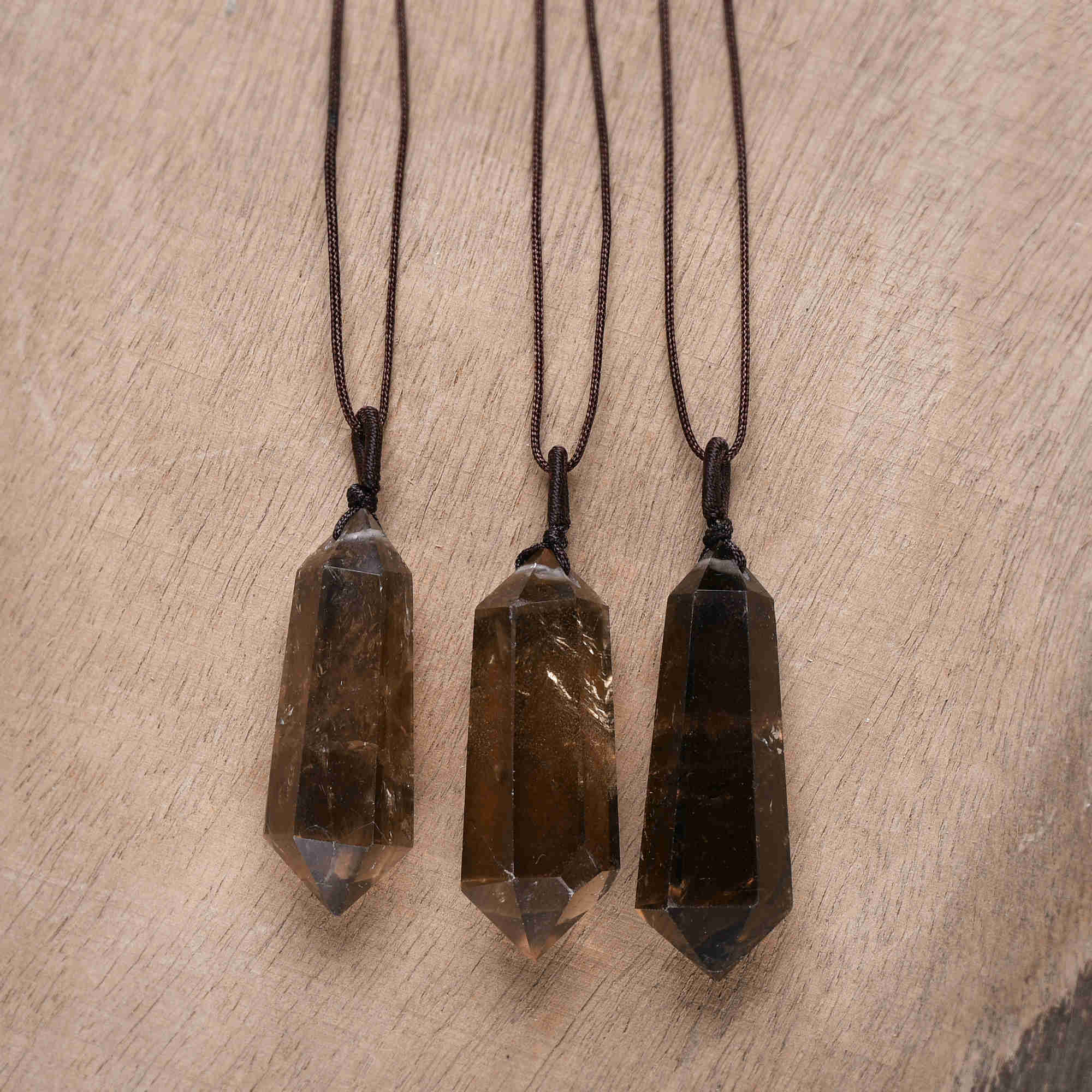 Adjustable Natural Smoky Quartz Point Pendant Necklace, Faceted Healing Crystal Necklace, Gemstone Jewelry HUS234