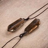 Adjustable Natural Smoky Quartz Point Pendant Necklace, Faceted Healing Crystal Necklace, Gemstone Jewelry HUS234