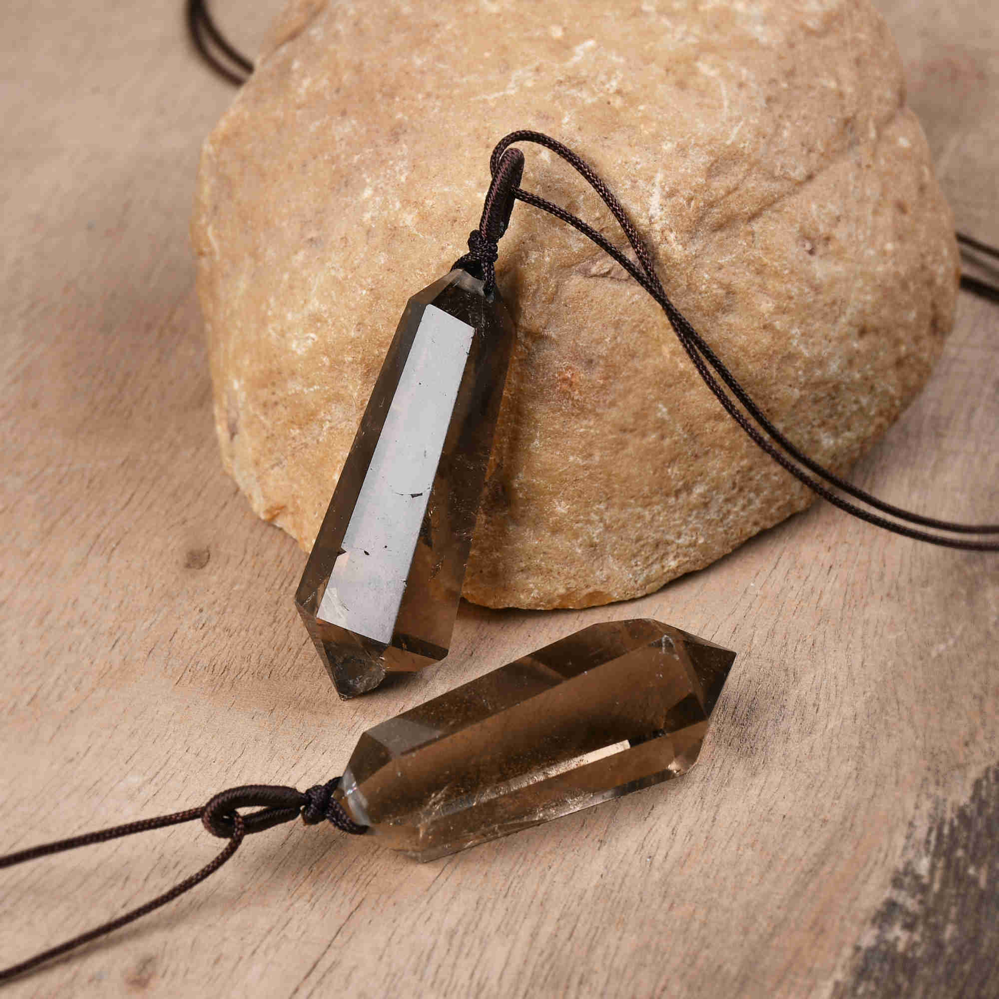 Adjustable Natural Smoky Quartz Point Pendant Necklace, Faceted Healing Crystal Necklace, Gemstone Jewelry HUS234