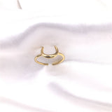 Adjustable 14K Gold Plated Brass Crescent Moon Open Ring AL469