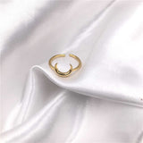 Adjustable 14K Gold Plated Brass Crescent Moon Open Ring AL469