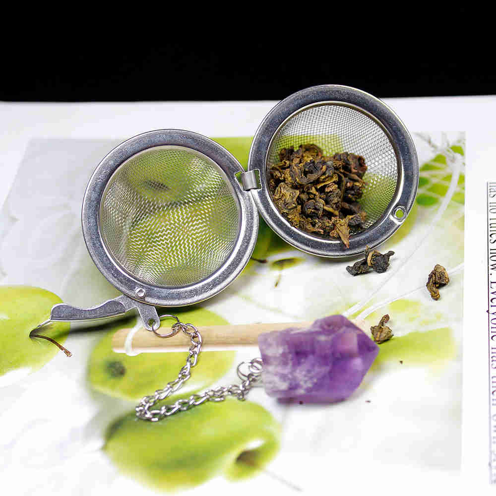 2 Pcs Natural Crystal Tea Infuser Bag Stainless Steel Ball Mesh Tea Filter Loose Leaf Tea Strainer Tea Maker Herbal Infuser Steeper Jewelry AL449