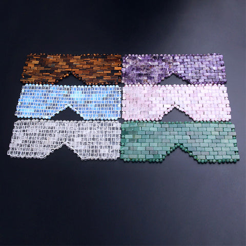 Natural Gemstone Eye Mask Crystal Face Mask Blindfold Jade Amethyst Rose Quartz Healing Crystal Sleeping Mask Alleviate myopia fatigue Facial Face Care Beauty AL444