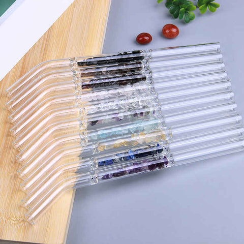 Natural Gemstone Drinking Straw Glass Straw Amethyst Rose Quartz Crystal Straw Healing Crystals Jewelry Eco Friendly Reusable Straws AL453