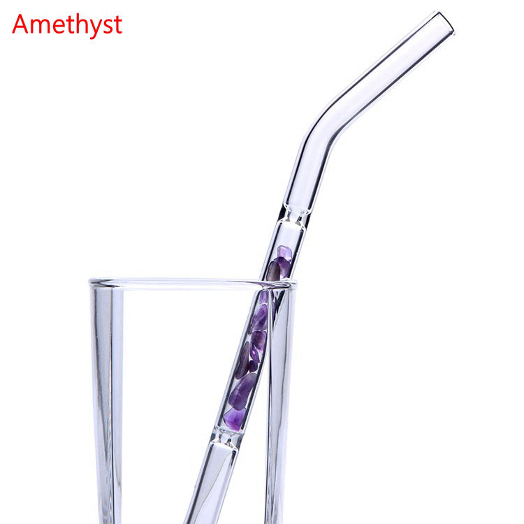 Glass embedded Crystal Straw; hotsell Amethyst