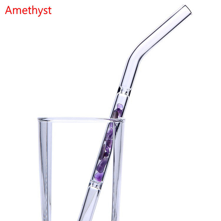 Natural Gemstone Drinking Straw Glass Straw Amethyst Rose Quartz Crystal Straw Healing Crystals Jewelry Eco Friendly Reusable Straws AL453