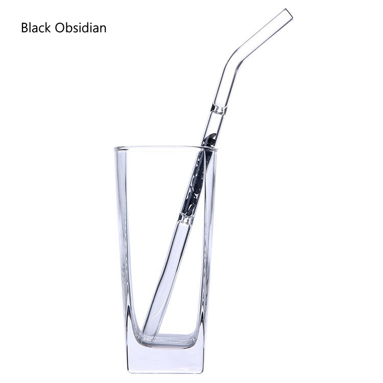 Glass embedded Crystal Straw; Amethyst good