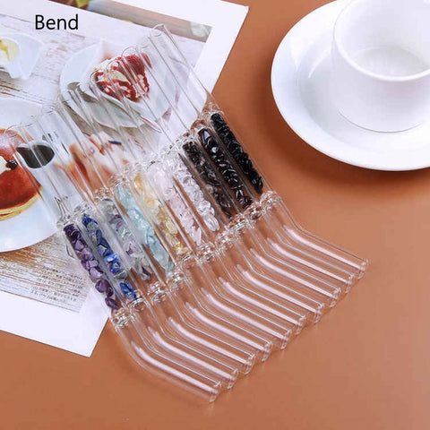 Natural Gemstone Drinking Straw Glass Straw Amethyst Rose Quartz Crystal Straw Healing Crystals Jewelry Eco Friendly Reusable Straws AL453