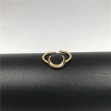 Adjustable 14K Gold Plated Brass Crescent Moon Open Ring AL469