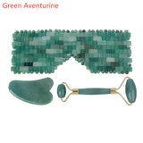 1 set of Natural Gemstone Eye Mask Blindfold Jade Roller Gua Sha Tools Rose Quartz Amethyst Healing Crystal Stone Facial Massager Face Care Beauty AL448