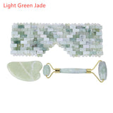 1 set of Natural Gemstone Eye Mask Blindfold Jade Roller Gua Sha Tools Rose Quartz Amethyst Healing Crystal Stone Facial Massager Face Care Beauty AL448