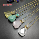 Gold Plated Brass Natural Gemstone Bead Chain Necklace 3mm Faceted Beads Amethyst Labradorite Fluorite Crystal Stone Rosary Chain Bottle Necklaces For Jewelry Making JT245-N