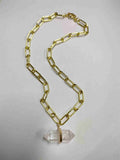 Natural White Crystal Point Gold Chain Necklace AL370