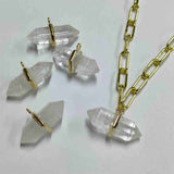 Natural White Crystal Point Gold Chain Necklace AL370