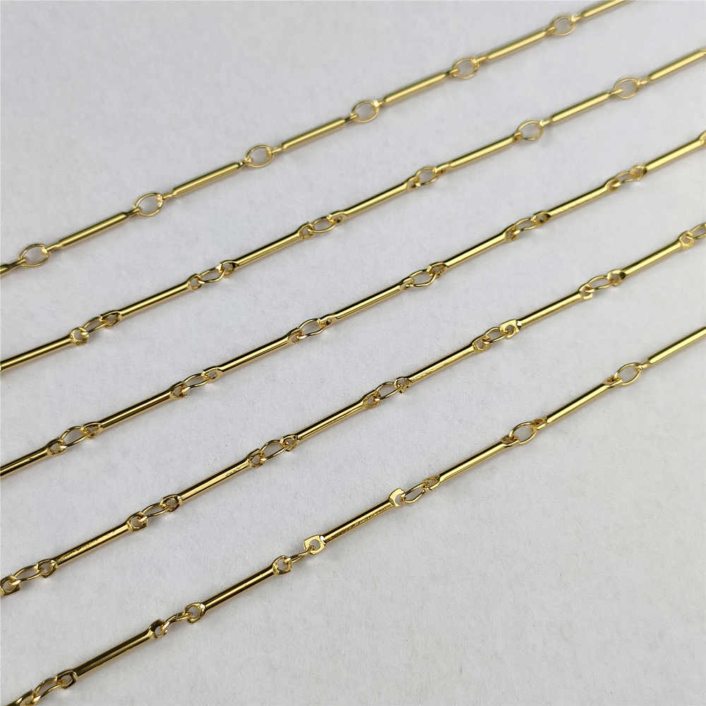 Wholesale Stick Chains Lead Free Polish Gold Plated Brass connector Chain Bar Chain Two Logp& Extender Necklace Findings Making Jewelry