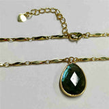 Natural Labradorite Pendant Gold Chain Necklace AL373