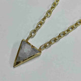 Gold Traingle Druzy Crystal Pendant Chain Necklace AL371