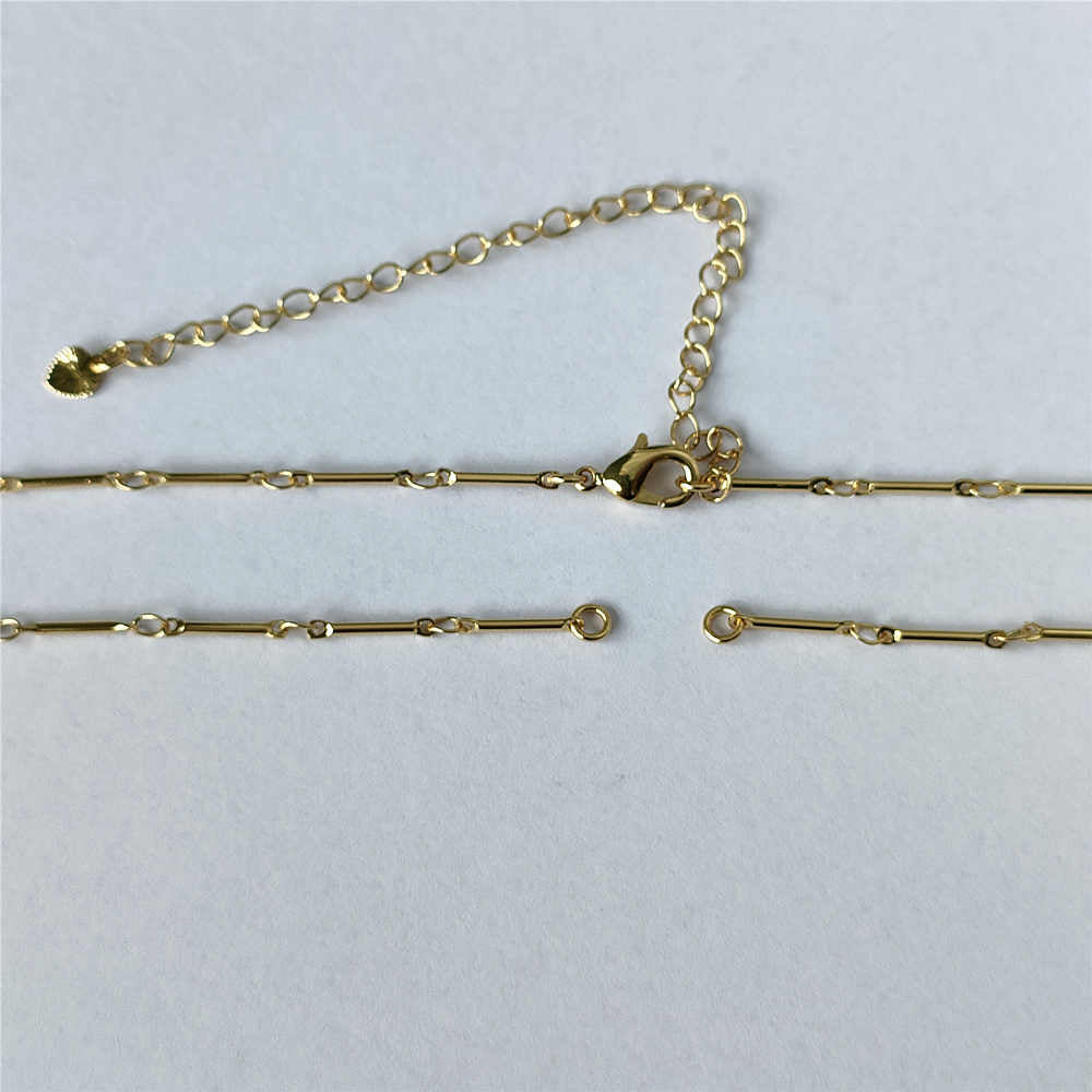Wholesale Stick Chains Lead Free Polish Gold Plated Brass connector Chain Bar Chain Two Logp& Extender Necklace Findings Making Jewelry