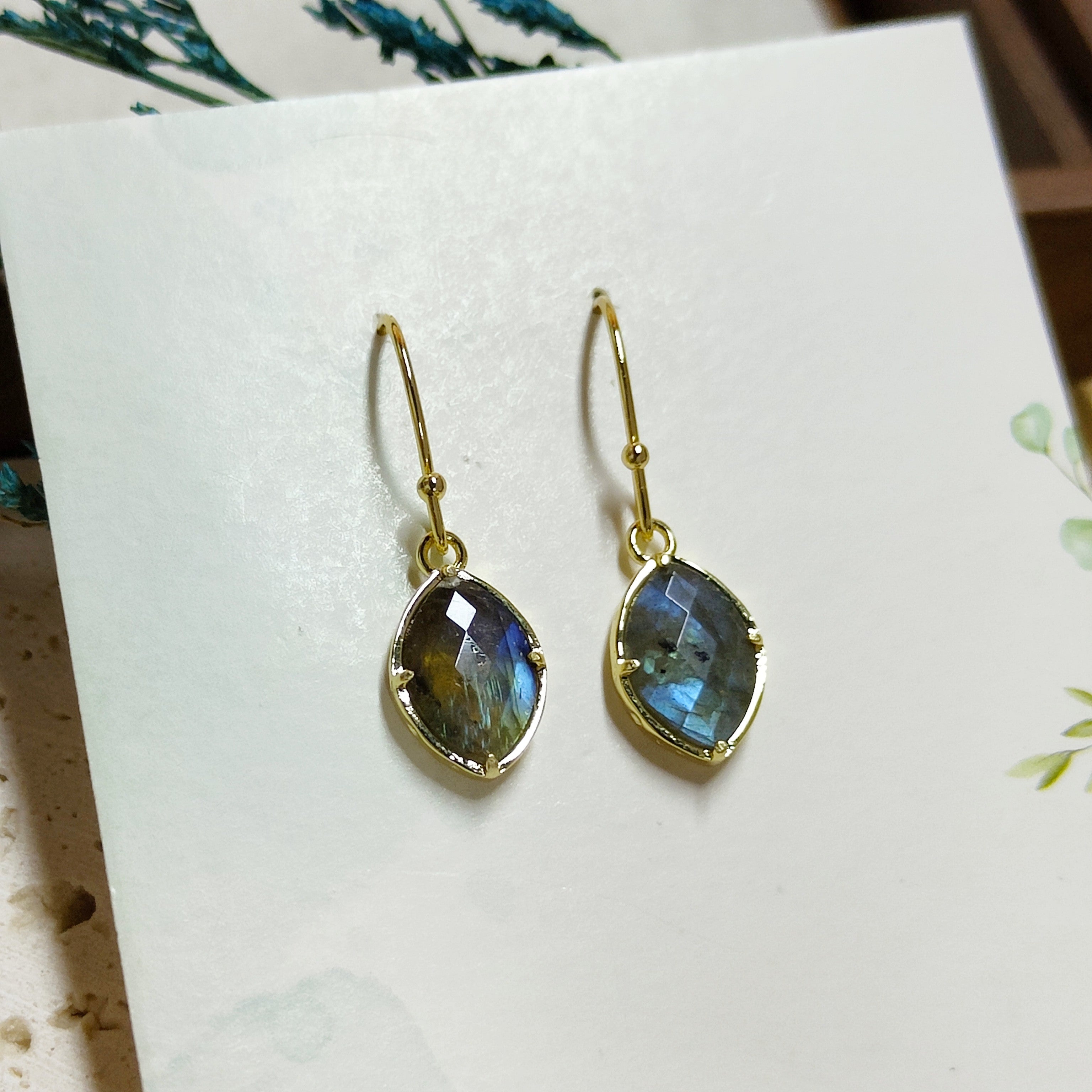 Wholesale Gold Plated Marquise Gemstone Earrings, Healing Crystals Stone Earrings Jewelry AL573 labradorite earrings