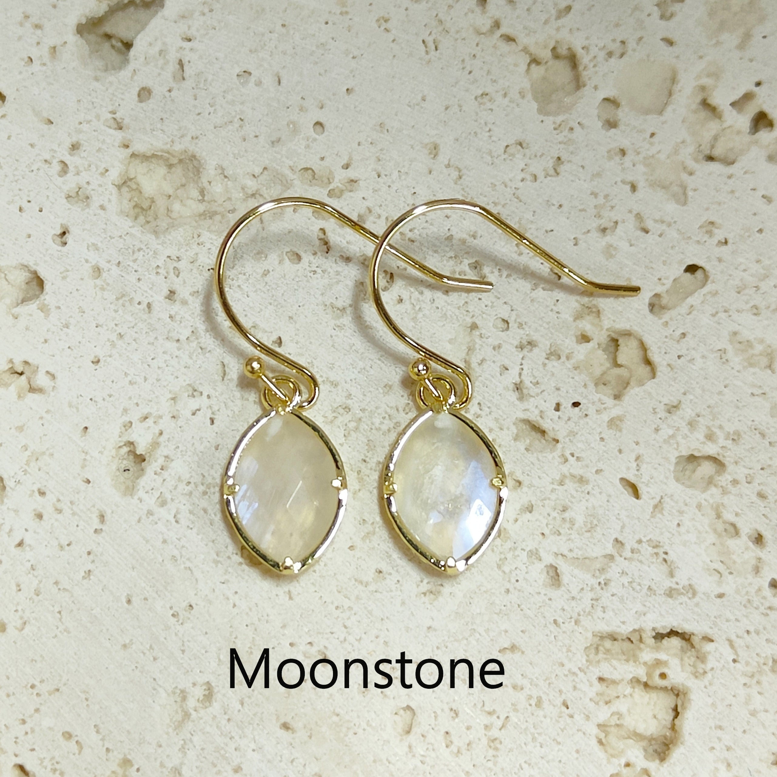 moonstone earrings Wholesale Gold Plated Marquise Gemstone Earrings, Healing Crystals Stone Earrings Jewelry AL573