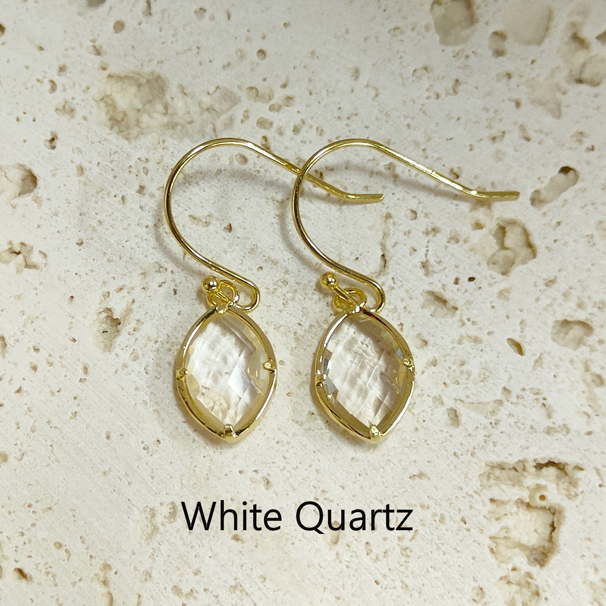 Wholesale Gold Plated Marquise Gemstone Earrings, Healing Crystals Stone Earrings Jewelry AL573 clear quartz earrings