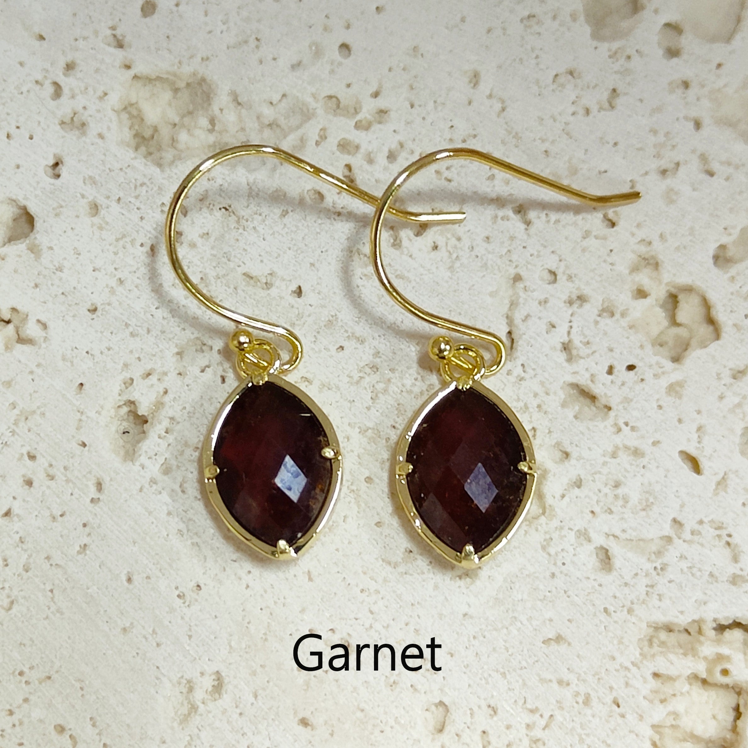 Wholesale Gold Plated Marquise Gemstone Earrings, Healing Crystals Stone Earrings Jewelry AL573 garnet earrings