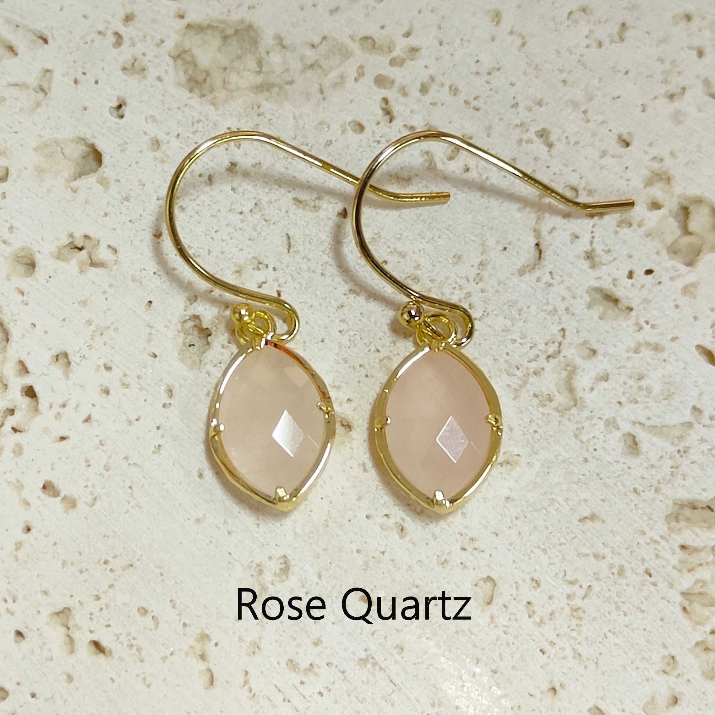 Wholesale Gold Plated Marquise Gemstone Earrings, Healing Crystals Stone Earrings Jewelry AL573 rose quartz earrings