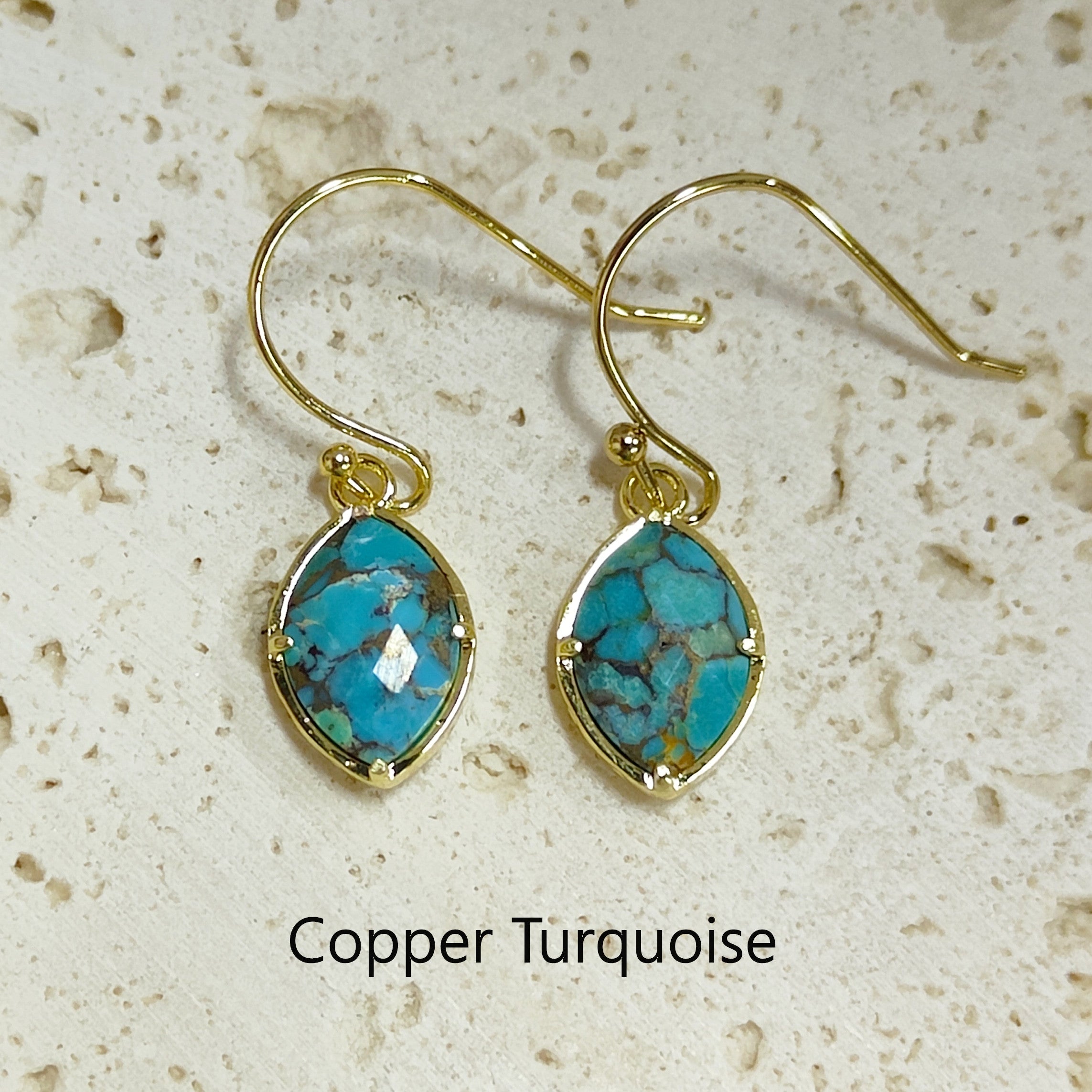 Wholesale Gold Plated Marquise Gemstone Earrings, Healing Crystals Stone Earrings Jewelry AL573 copper turquoise earrings
