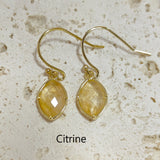 Gold Marquise Gemstone Earrings, Faceted, Healing Crystal Stone Earring, Birthstone Jewelry AL573