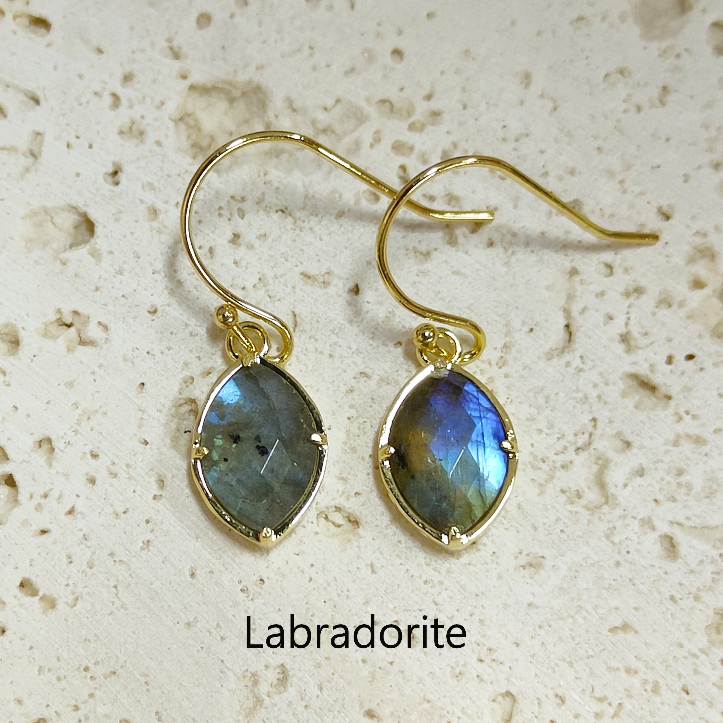 labradorite earrings Wholesale Gold Plated Marquise Gemstone Earrings, Healing Crystals Stone Earrings Jewelry AL573