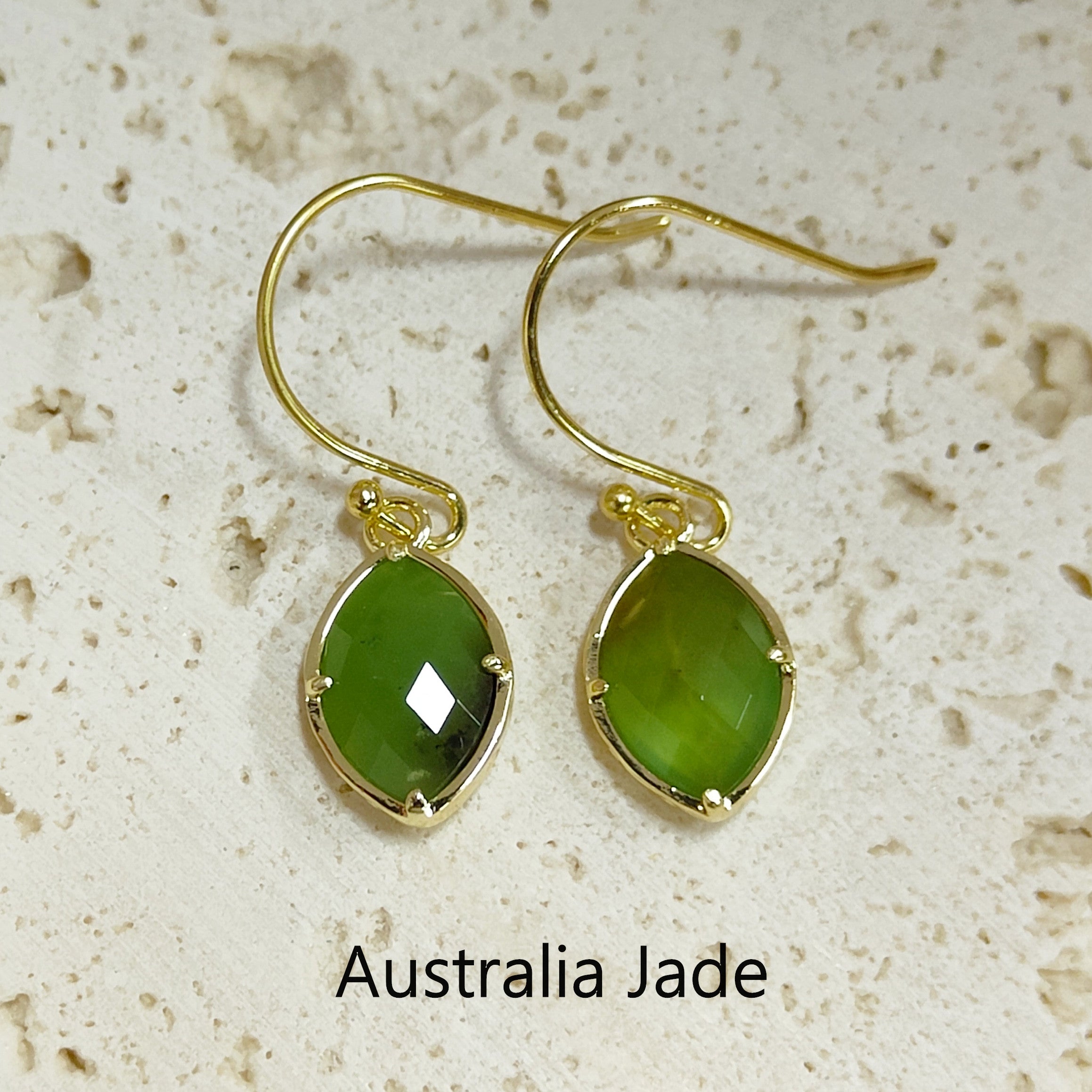 Australia jade earrings Wholesale Gold Plated Marquise Gemstone Earrings, Healing Crystals Stone Earrings Jewelry AL573